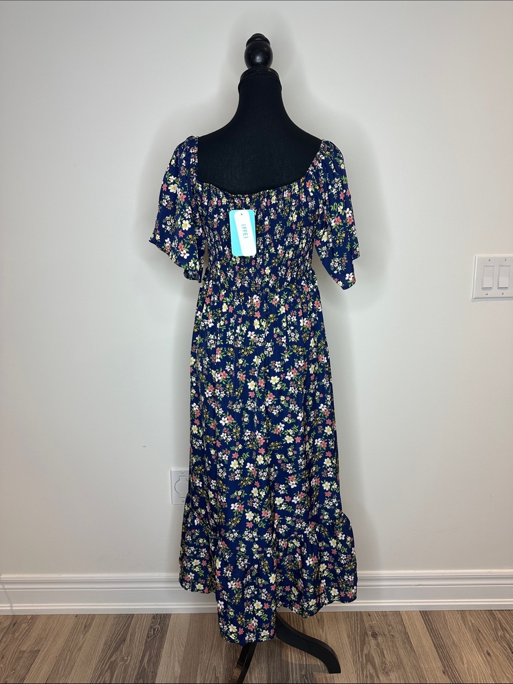 [WOMEN] Floral Maxi Dress Blue Cottagecore Spring Summer Dress Size Large NWT - Picture 3 of 6